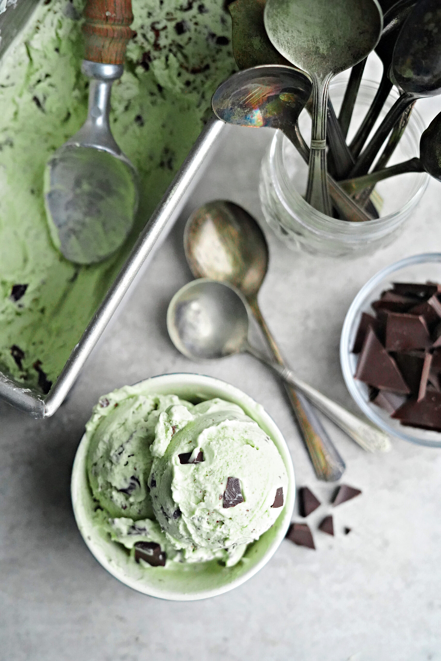 Homemade Mint Chocolate Chip Ice Cream