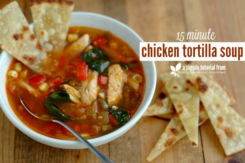 15 Minute Chicken Tortilla Soup PLUS! How To Make Chips Out Of Any Tortilla & A Kid Friendly {Mild} Guacamole!