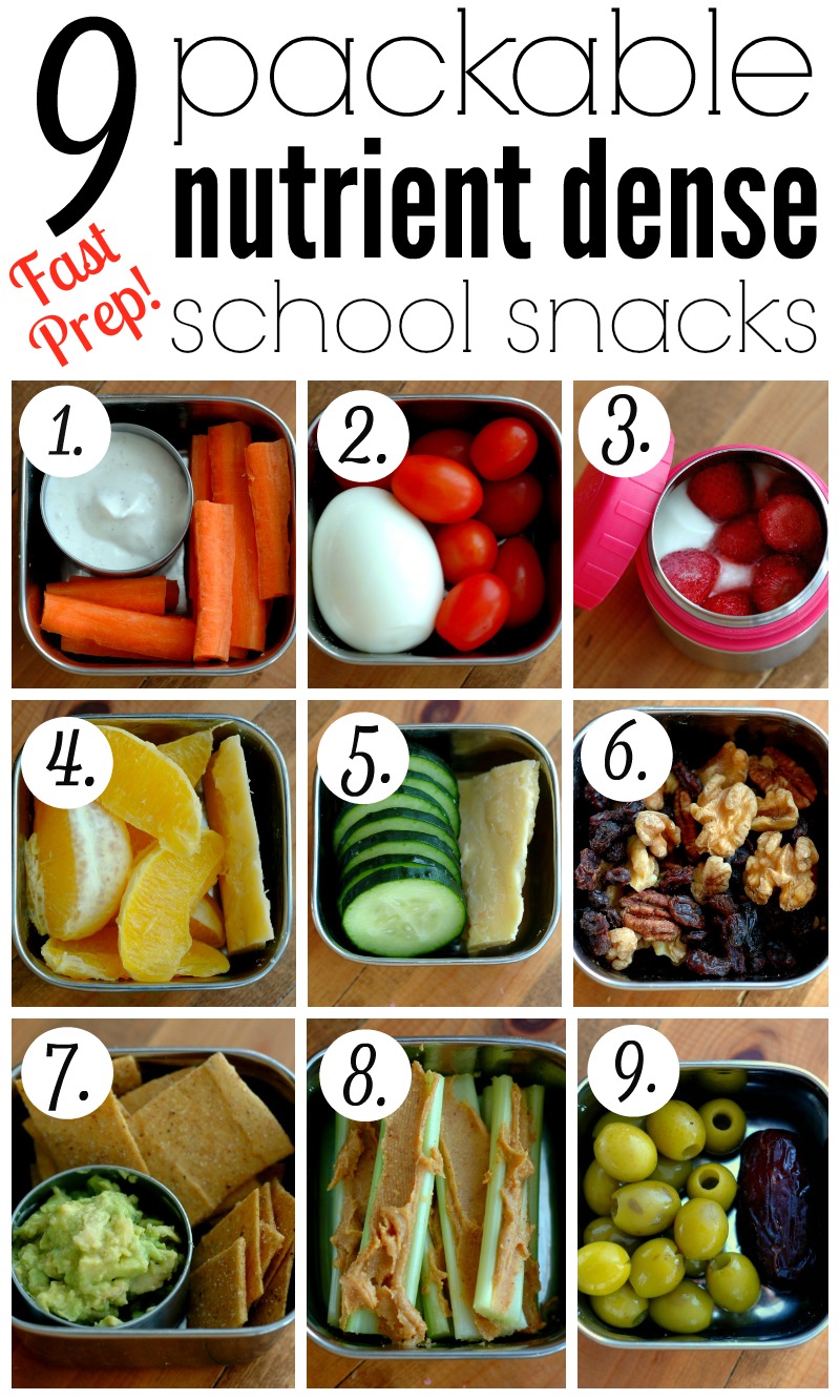 9 Packable Nutrient Dense School Snacks :: School snack time can be both nourishing and quick prep with these great packable snack ideas!