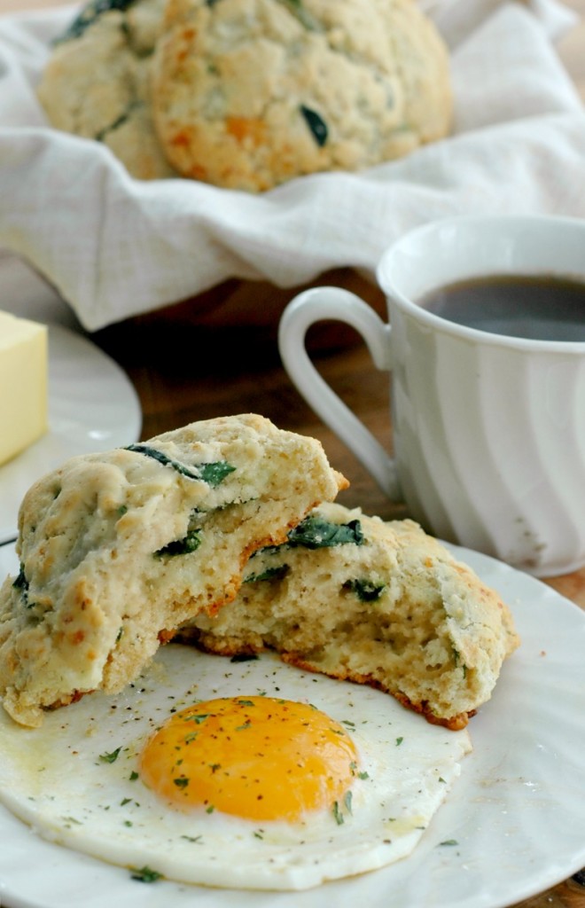 Gluten Free Savory Spinach and Cheese Breakfast Biscuits