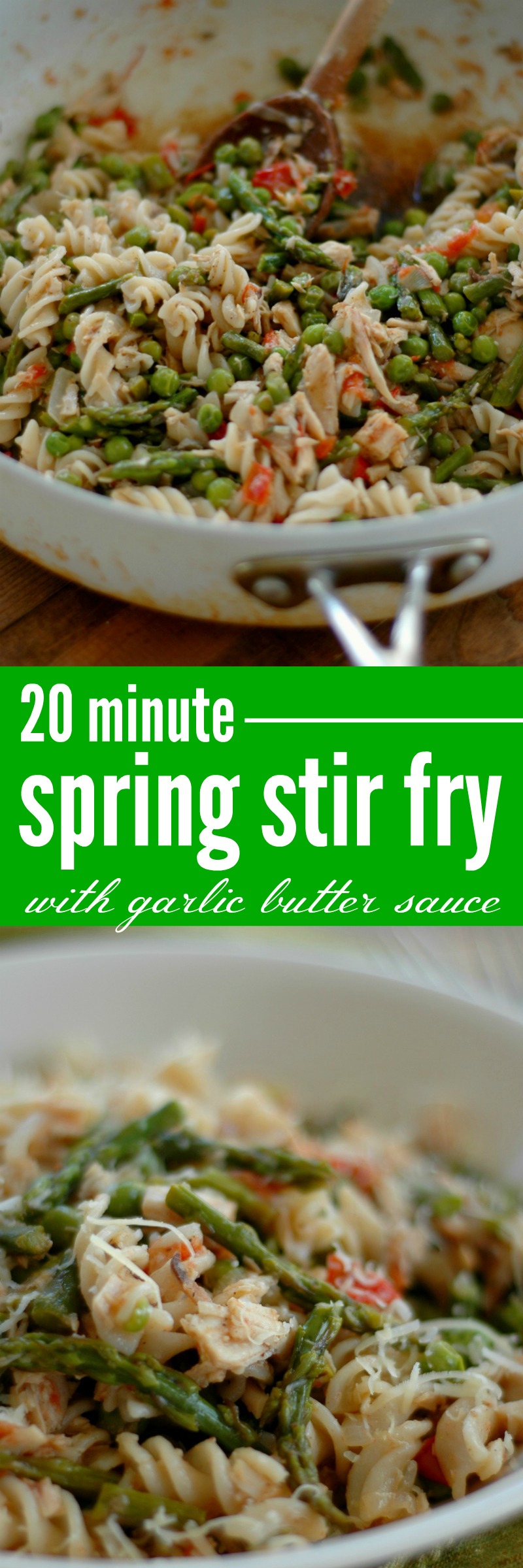20 Minute Spring Stir Fry with Garlic Butter Sauce :: Weeknight dinner friendly, this 20 minute spring stir fry with a garlic butter sauce will satisfy on the busiest of spring evenings!