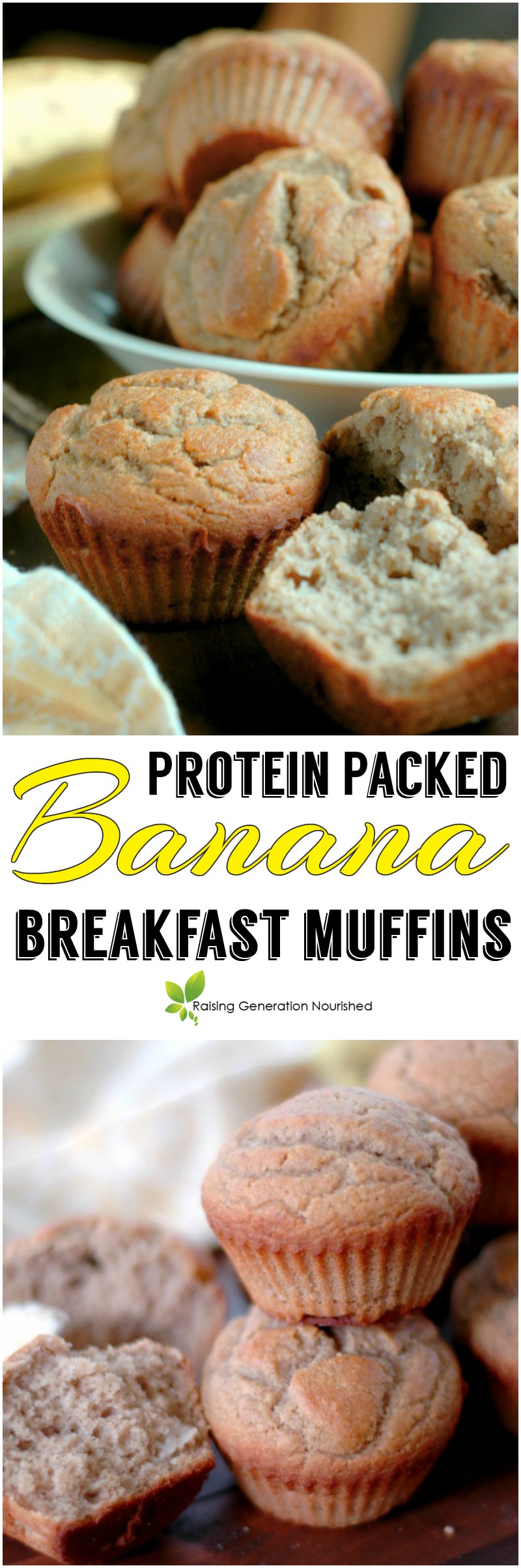Nutrient Dense Protein Banana Breakfast Muffins :: Protein and friendly fat packed, this isn't just any banana bread! Perfect for a full and focused school morning!
