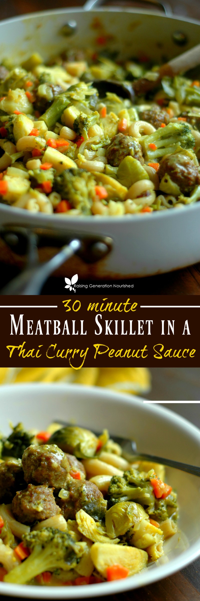 30 Minute Meatball Skillet in a Curry Peanut Sauce :: Nut Free Options Included!