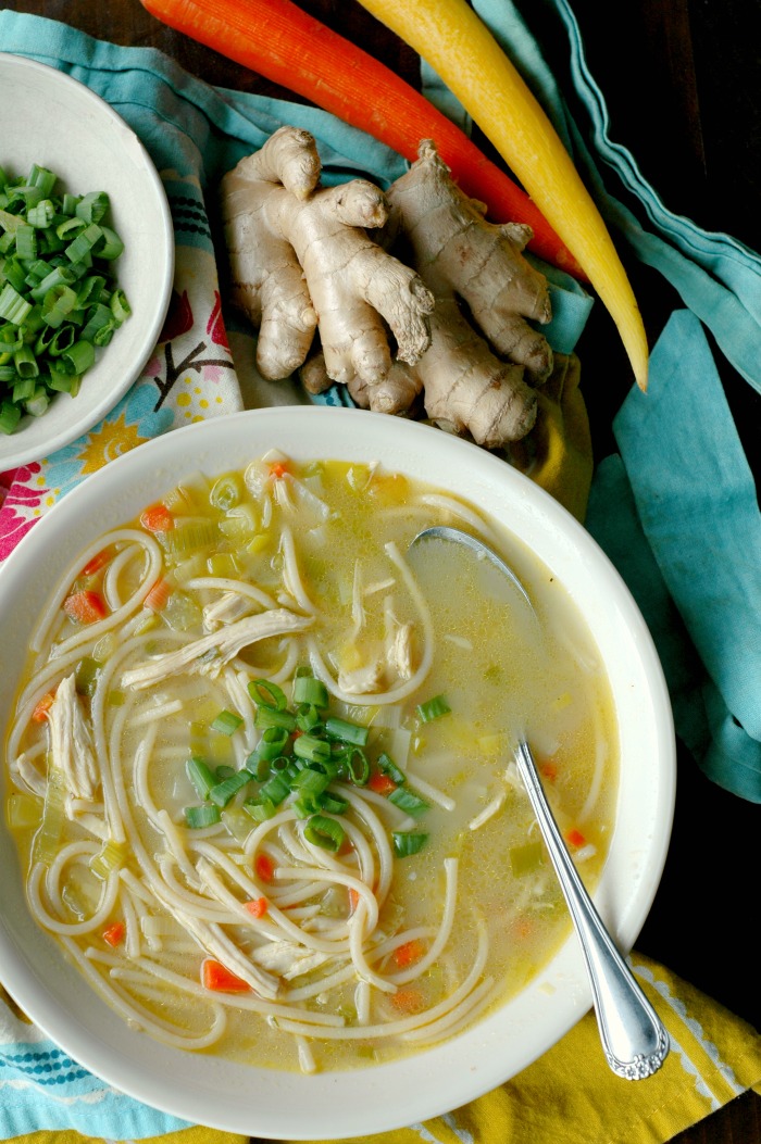 Gluten Free Ginger and Leek Chicken Noodle Soup :: Grain Free Options