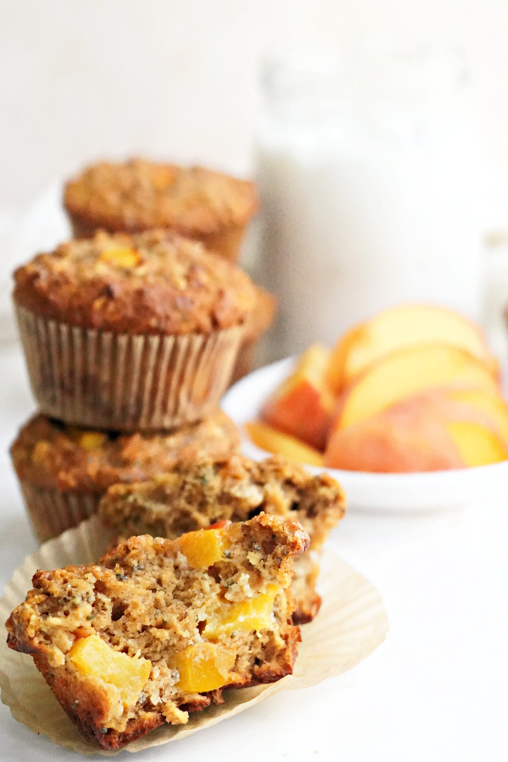 Peaches and Cream Oatmeal Muffins