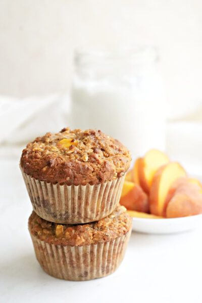 Peaches and Cream Oatmeal Muffins
