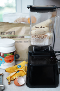 No Added Sugar Blender Batter Protein Banana Pancakes :: PLUS! A Bonus No Added Sugar Strawberry Topping!