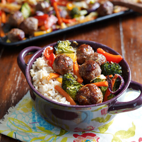 Sheet Pan Teriyaki Meatballs & Roasted Veggies :: Gluten Free, Soy Free, Dairy Free, Nut Free, Refined Sugar Free