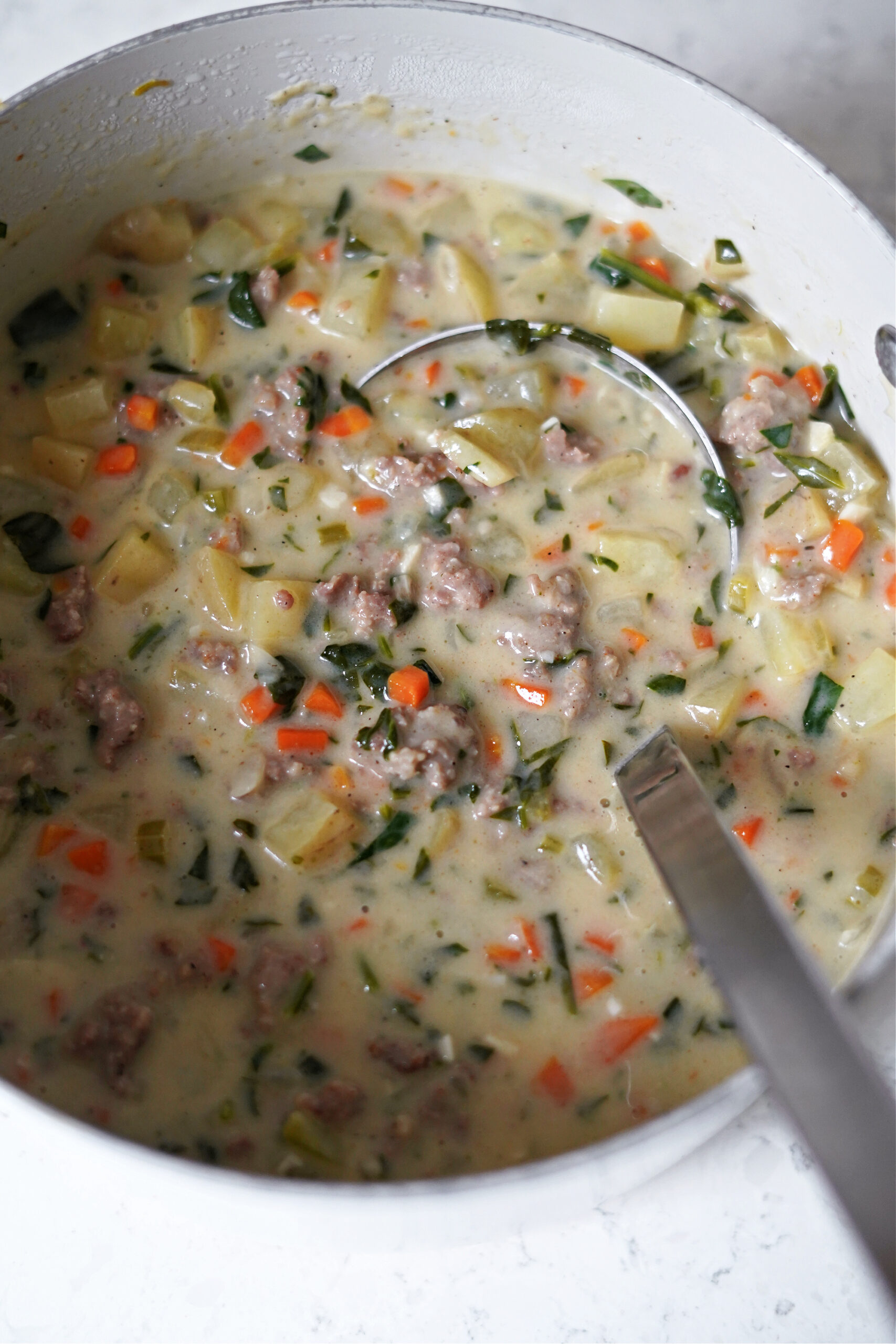 Creamy Sausage, Potato, & Spinach Soup :: A Copycat Olive Garden® Zuppa ...