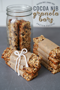 Healthy Cocoa Nib Granola Bars :: Fast prep, nutrient packed, and gluten & dairy free!