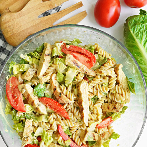 Grilled Chicken Caesar Pasta Salad :: Gluten Free & Dairy Free Options!