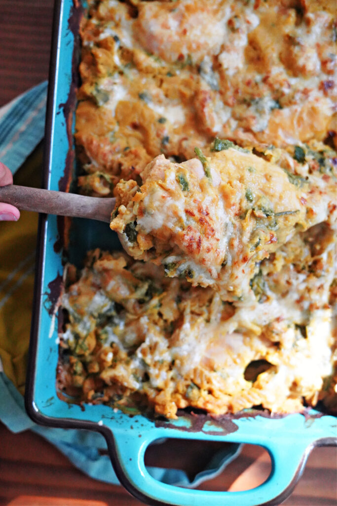 One Pan Baked Chicken Pumpkin Pasta