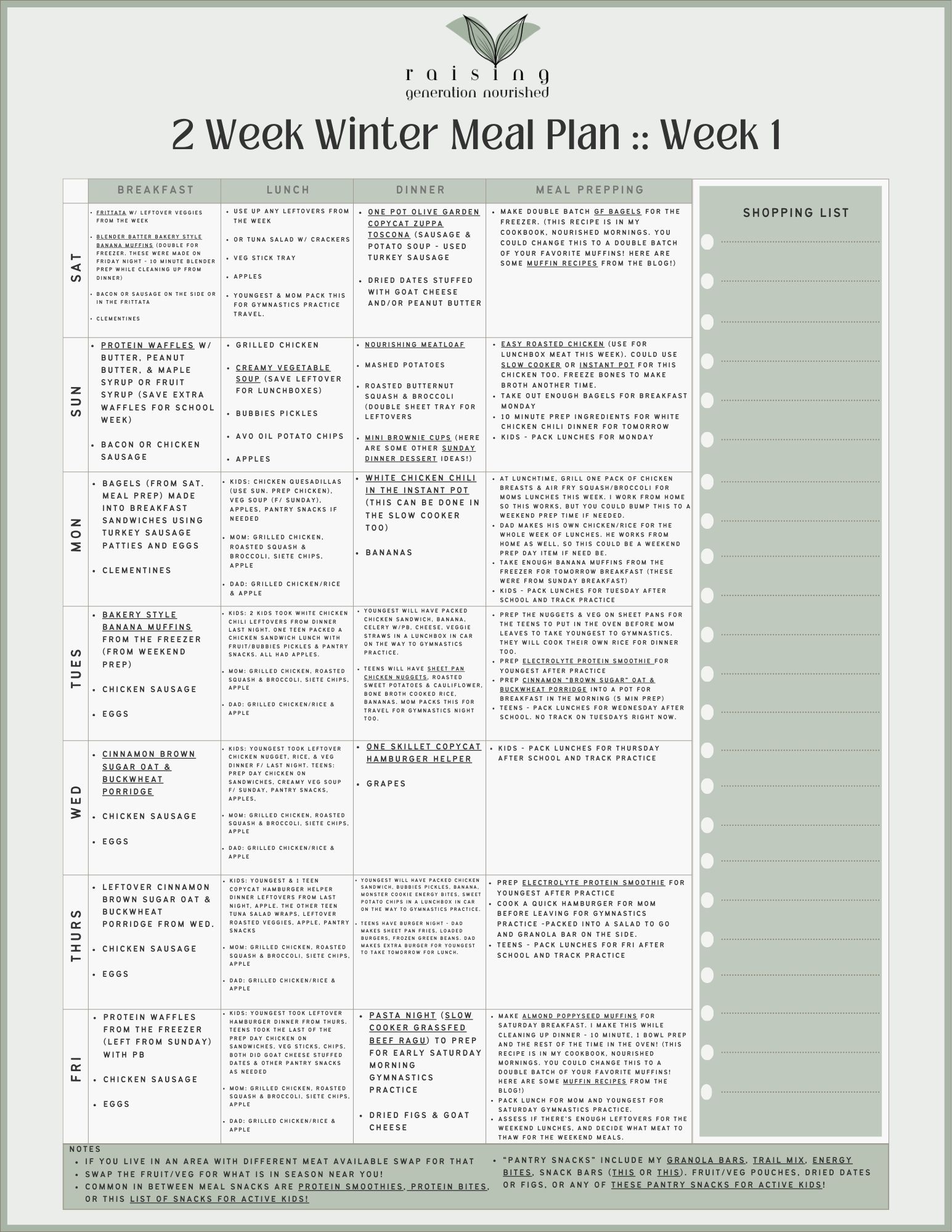 2 Week Meal Plan :: Family of 5 Winter Edition