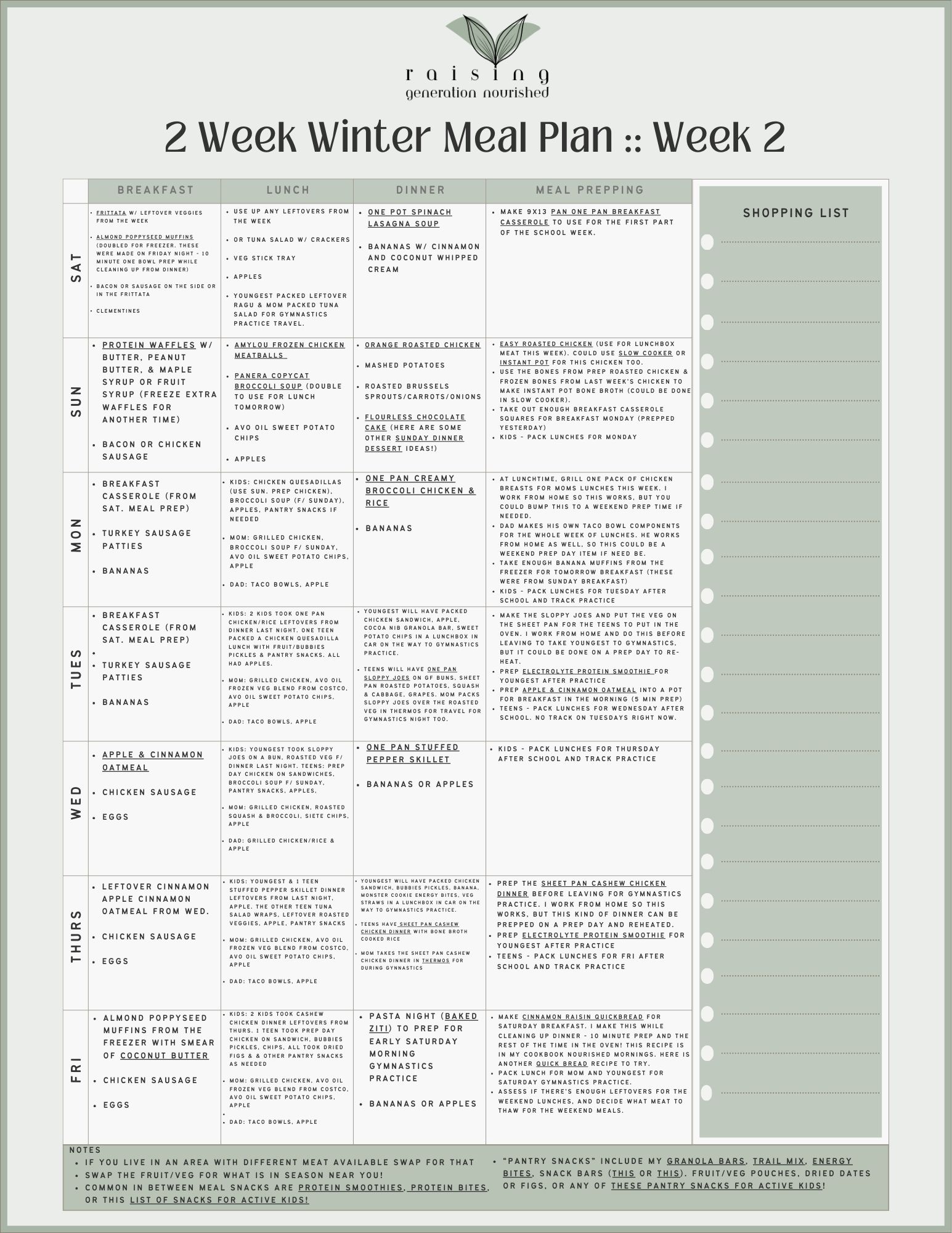 2 Week Meal Plan :: Family of 5 Winter Edition