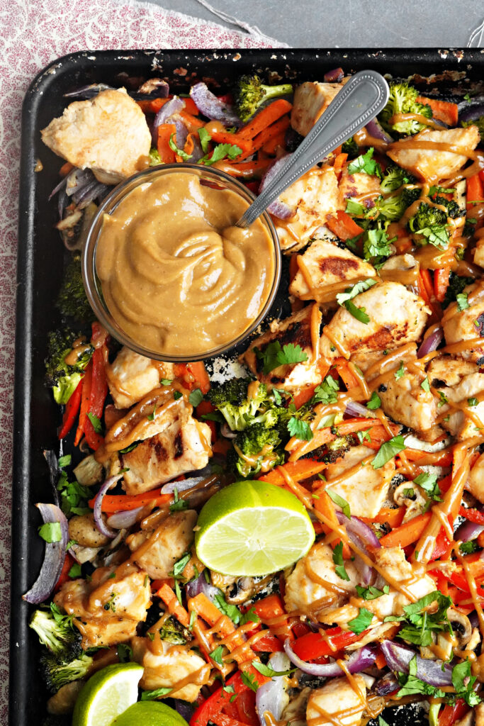 Quick & Easy Sheet Pan Thai Peanut Chicken Dinner