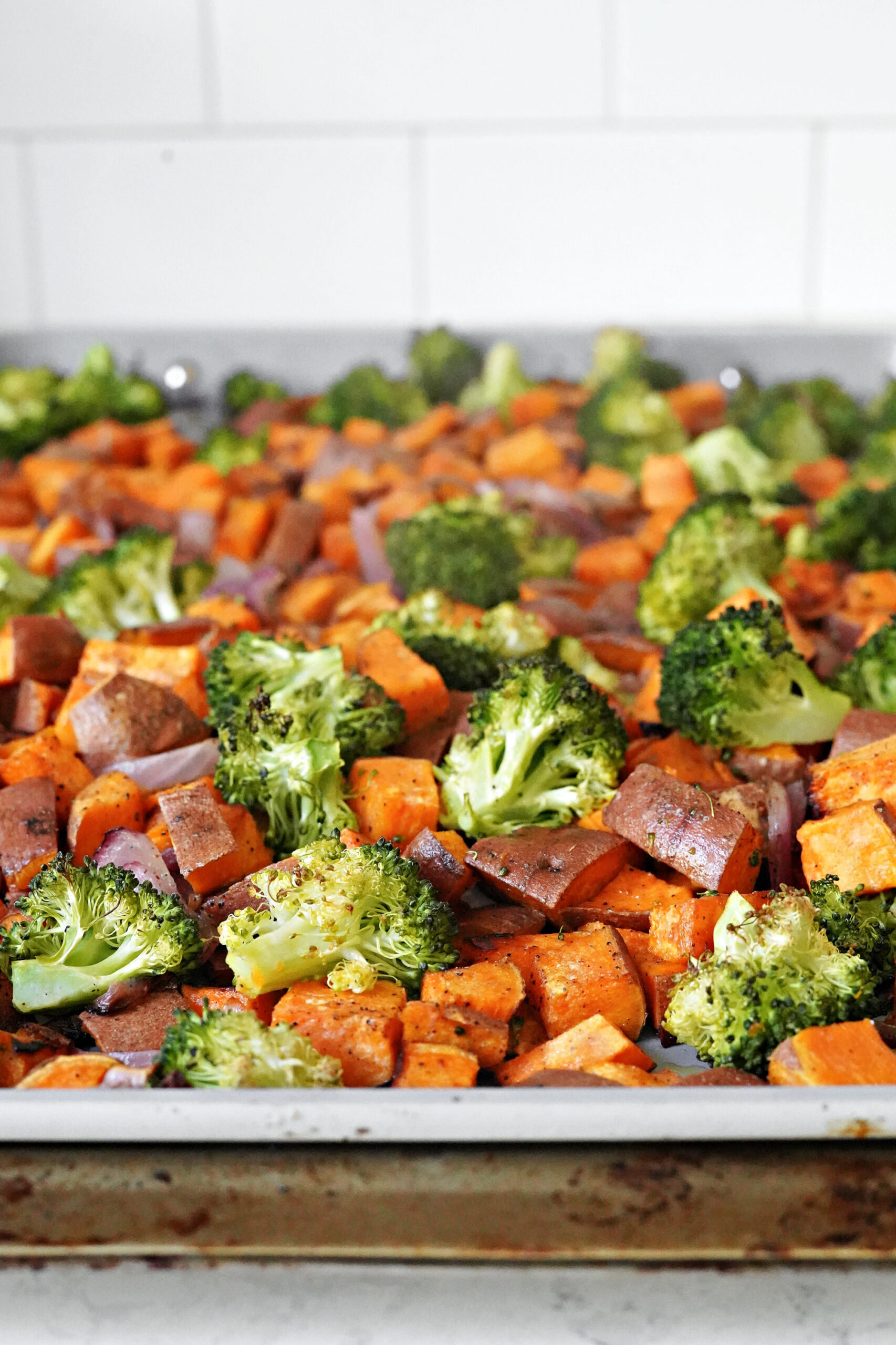 Sheet Pan Dinner BBQ Meatballs & Fresh Green Goddess Sauce
