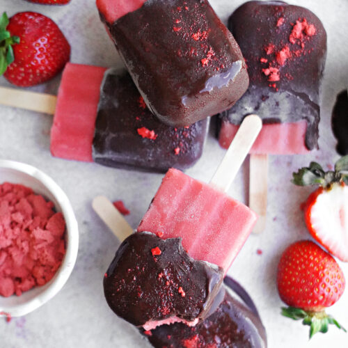 Chocolate Covered Strawberry Popsicles