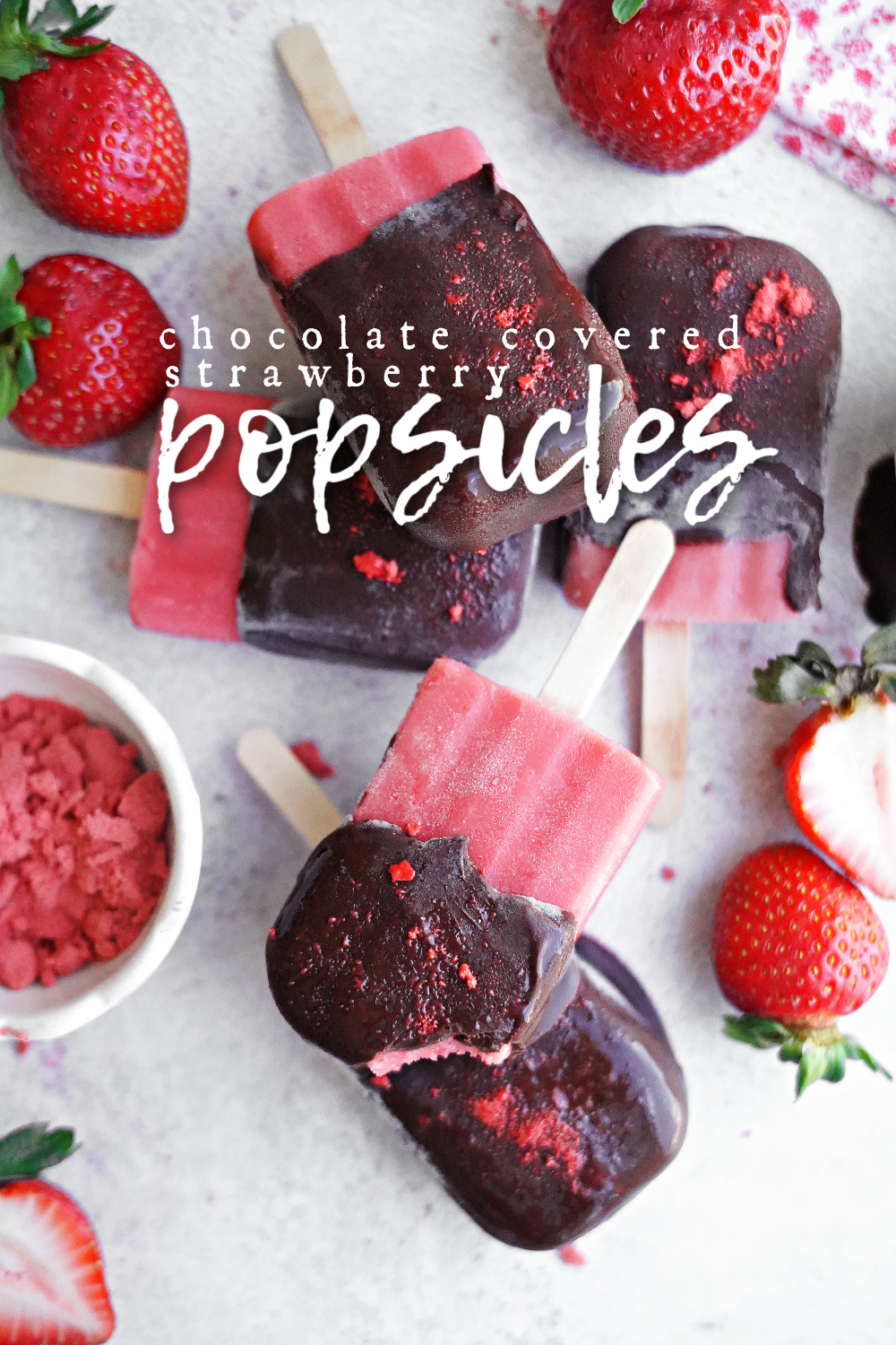 Chocolate Covered Strawberry Popsicles