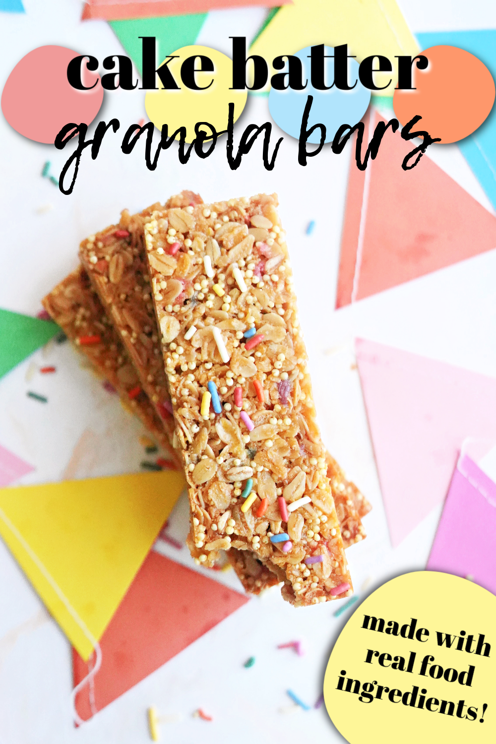 Real Food Cake Batter Granola Bars!