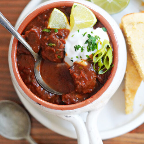 Braised Beef Chili (Slow Cooker OR Oven Methods!)
