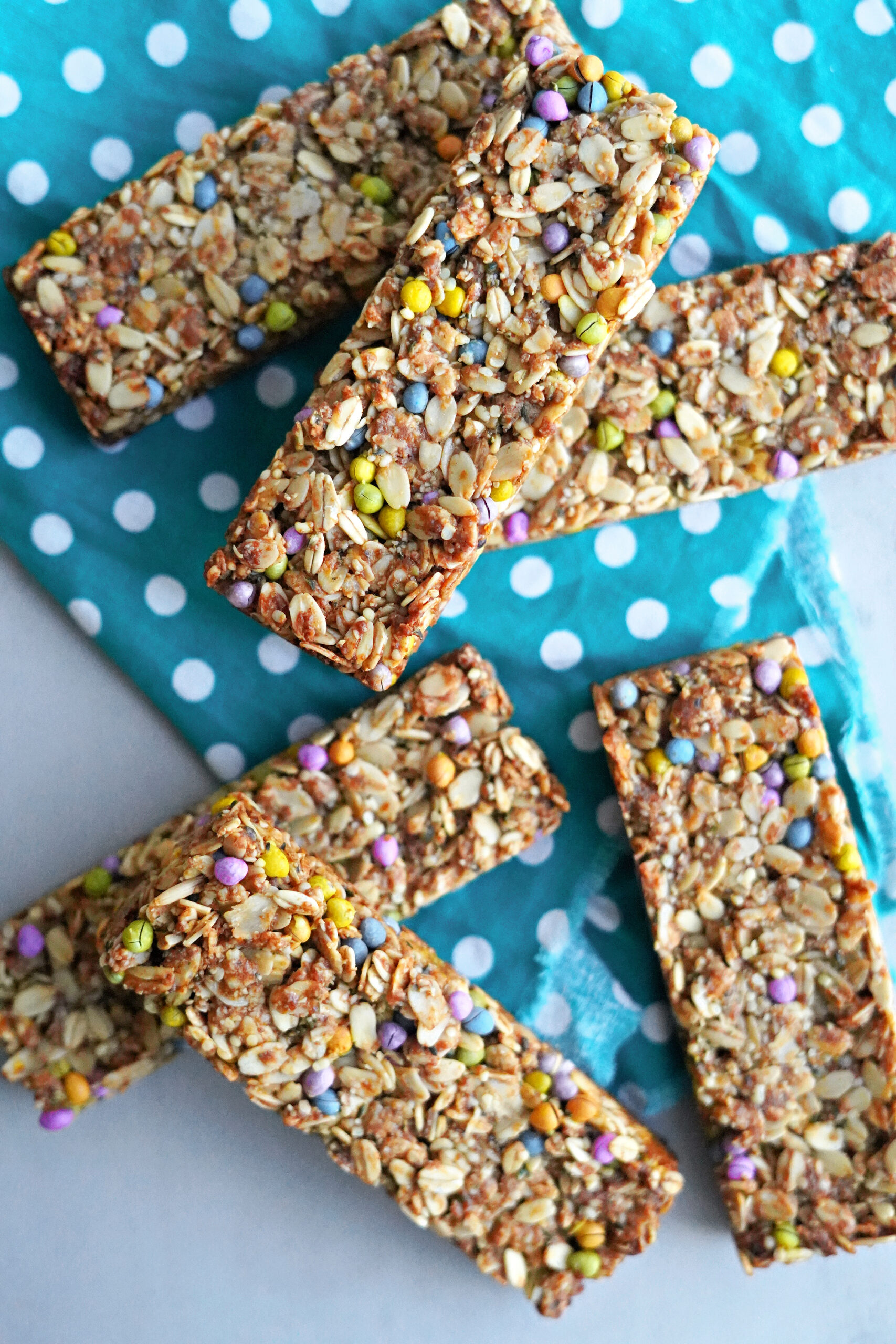 Naturally Dyed Monster Cookie Granola Bars!