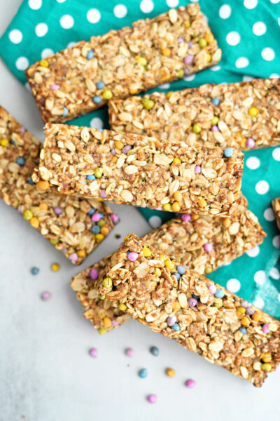 Naturally Dyed Monster Cookie Granola Bars!