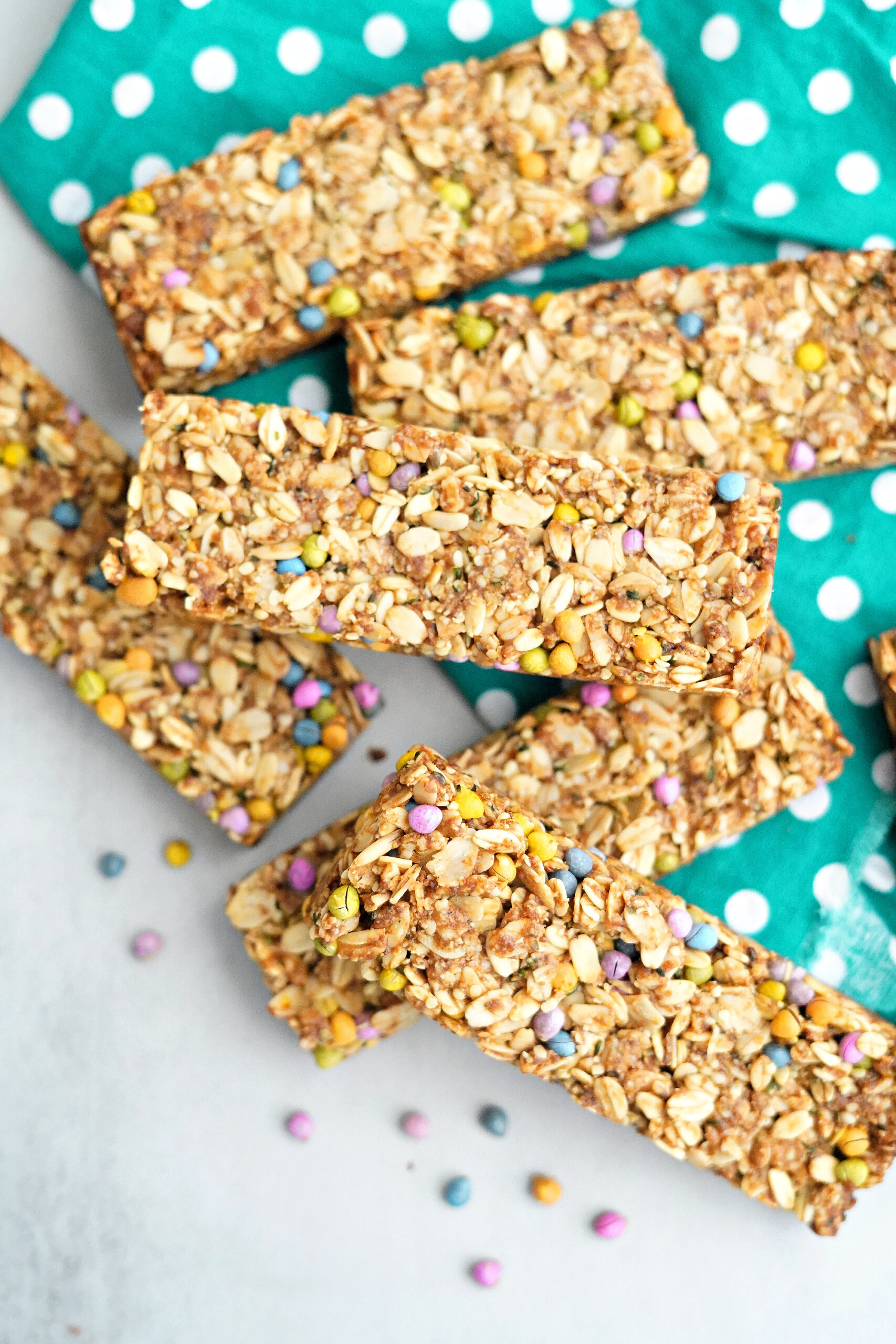 Naturally Dyed Monster Cookie Granola Bars!